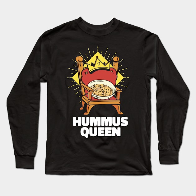 Funny Hummus Chickpeas Queen Long Sleeve T-Shirt by USProudness